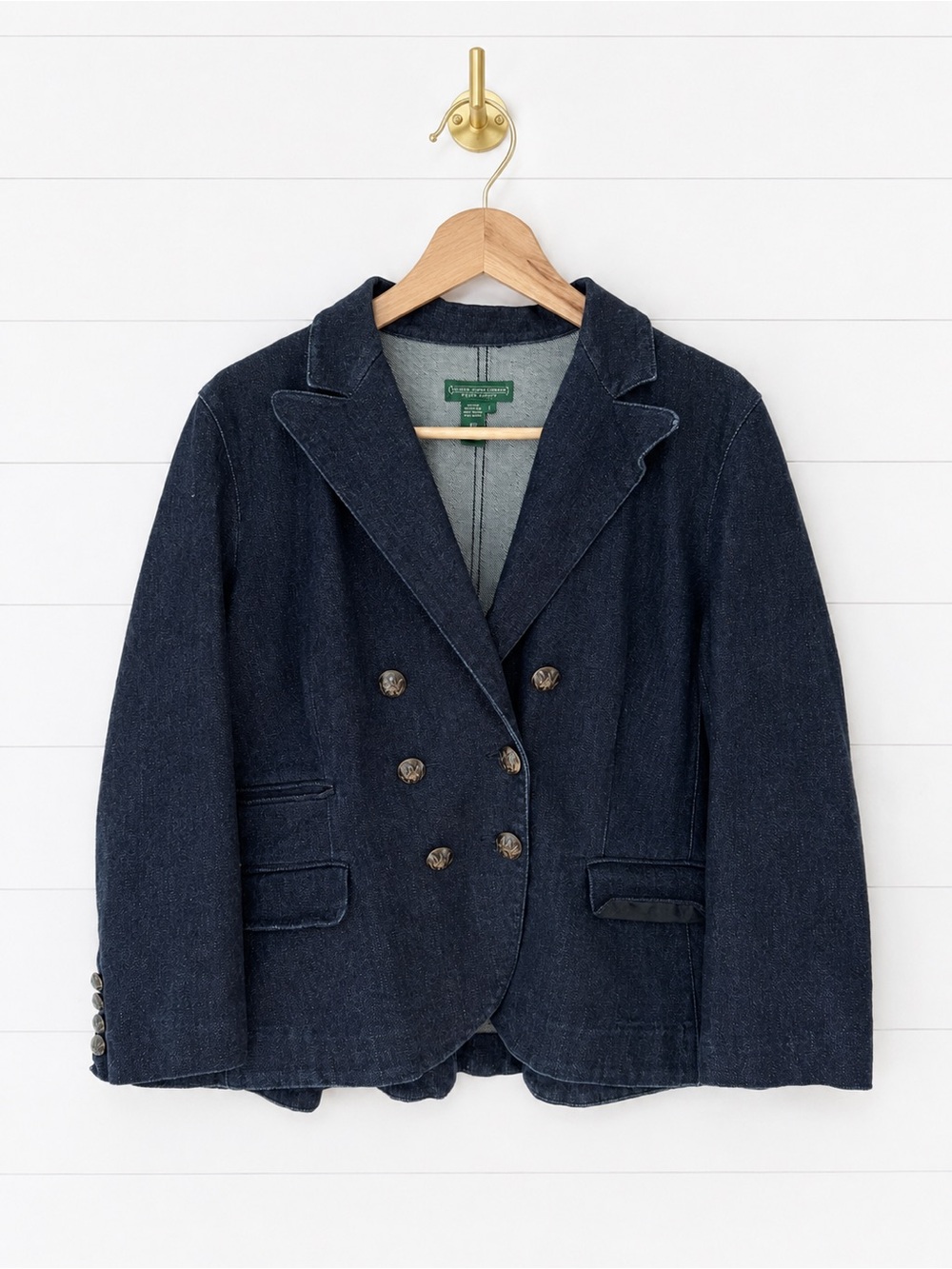 Ralph Lauren Navy Double-Breasted Denim Blazer